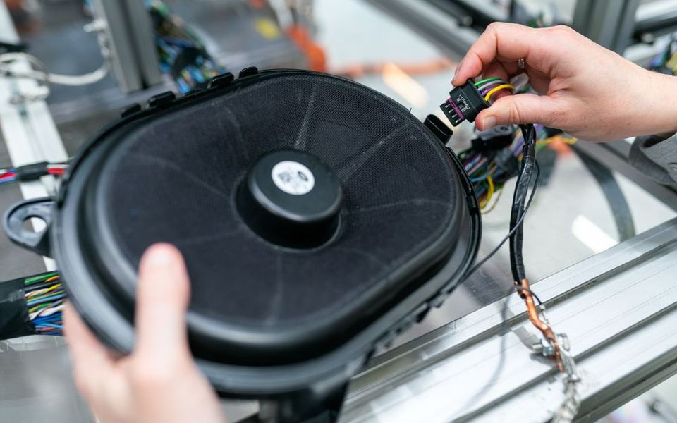 Technician working on a loudspeaker driver