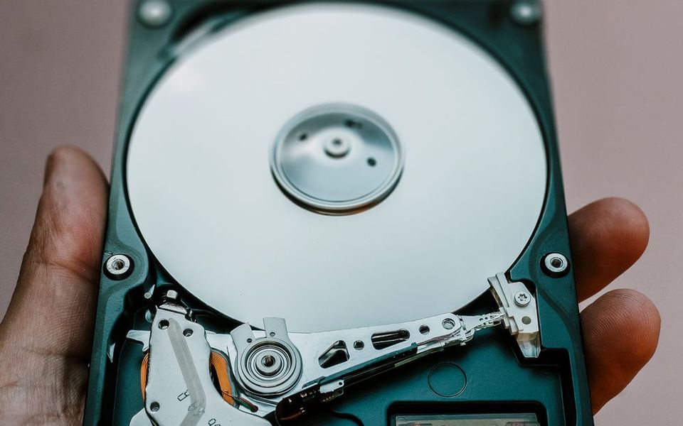 Opened hard disk drive